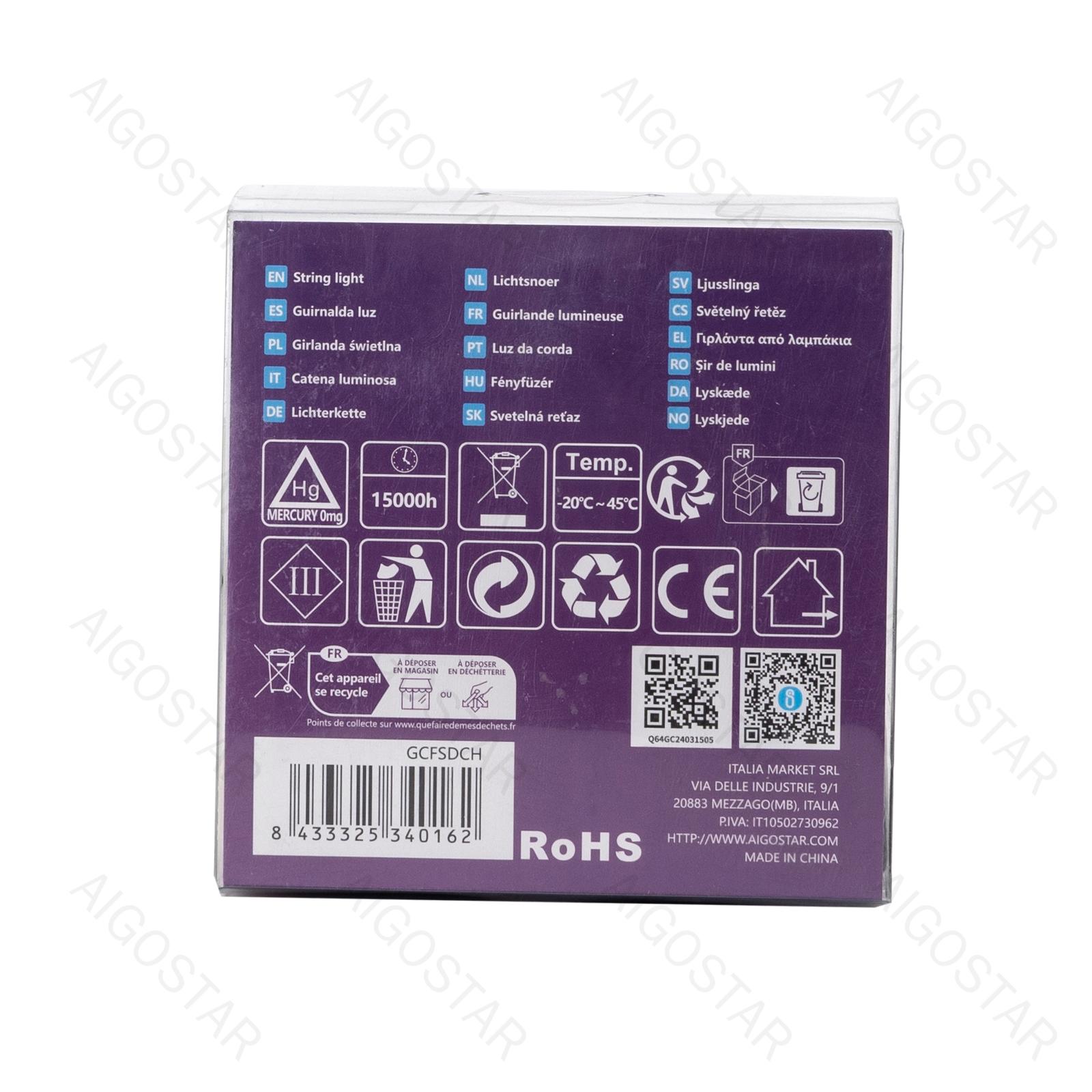 4AA battery -Φ5mm tube string lights, RGB, 5m