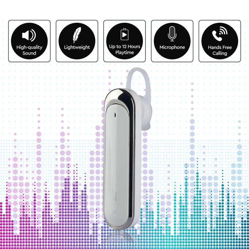 Słuchawka douszna z mikrofonem, 170mAh, Biały, VTAC, SKU 7703