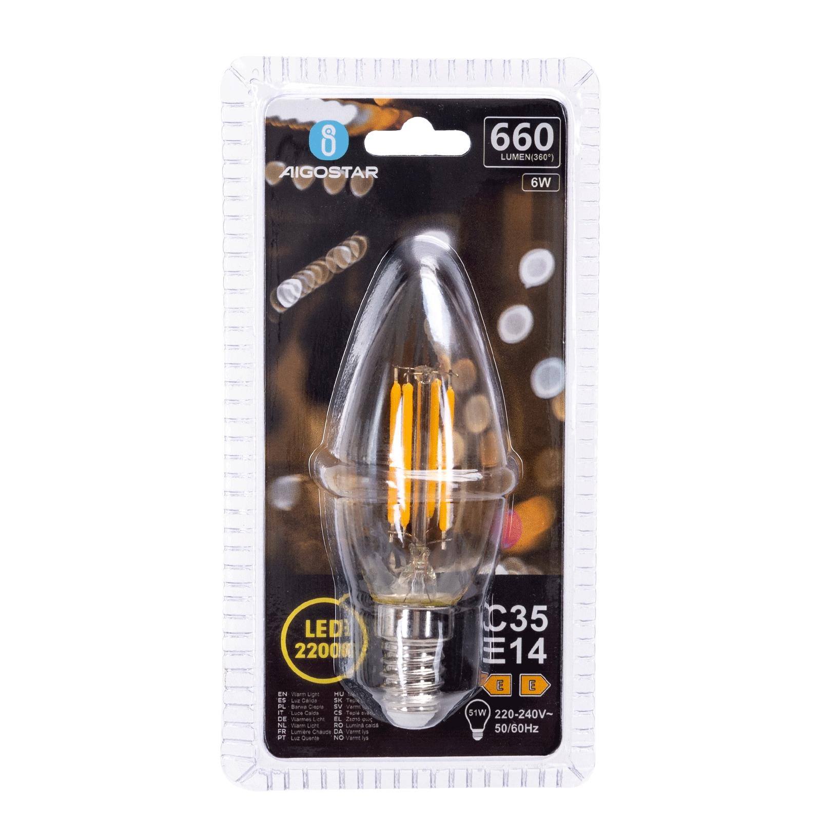 LED Filament Bulb (Amber) C35 E14 6W