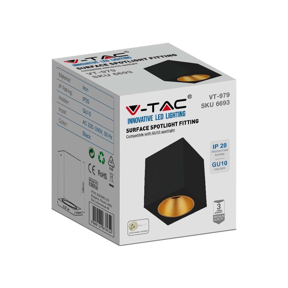 VT-979 SURFACE MOUNTED GU10 FITTING SQUARE BLACK