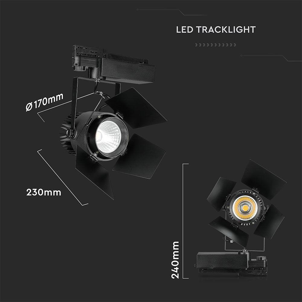 VT-433 33W LED TRACKLIGHT SAMSUNG CHIP 3000K 5 YRS WTY,BLACK BODY