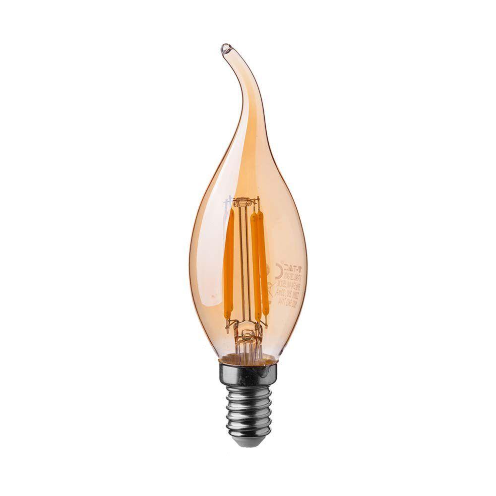 VT-1949 4W CANDLE FILAMENT BULB AMBER COVER TIP 2200K E14