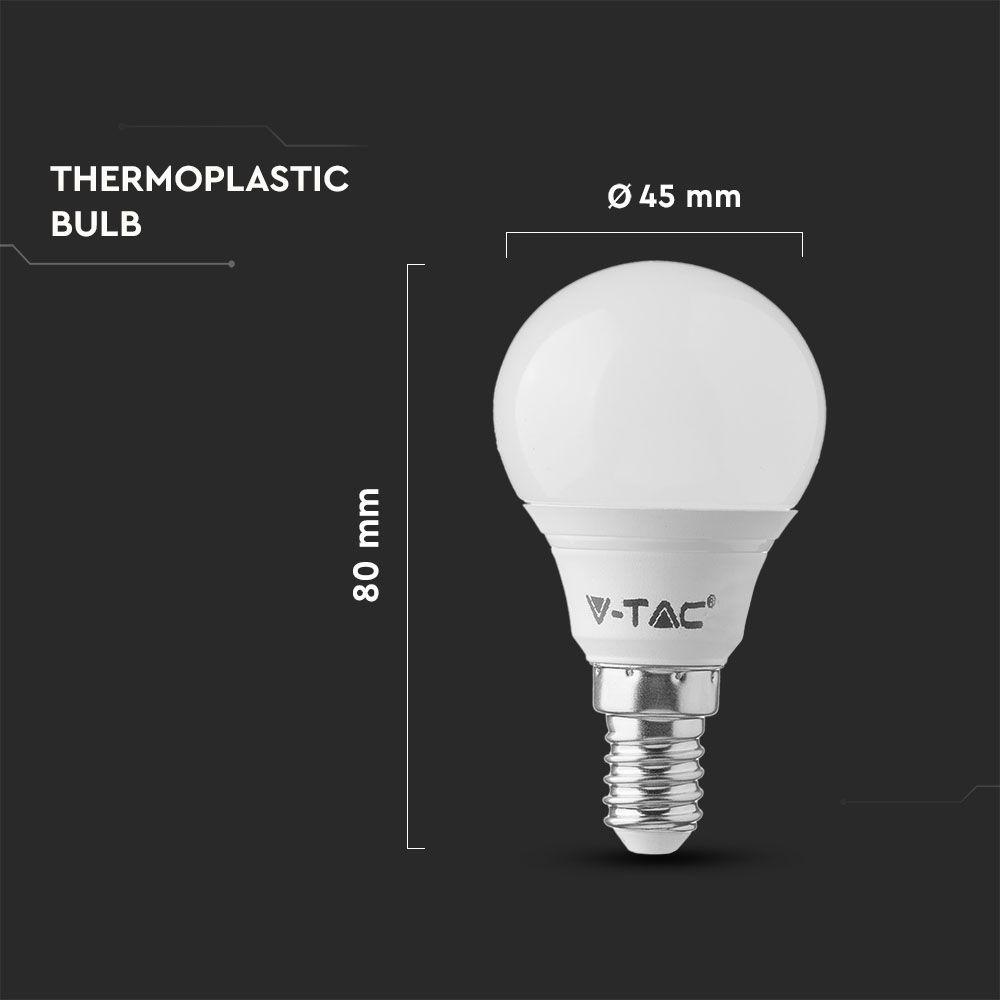 4.5W P45 Żarówka LED, Barwa:2700K/ Opakowanie: 3szt., Trzonek: E14, VTAC, SKU 217357