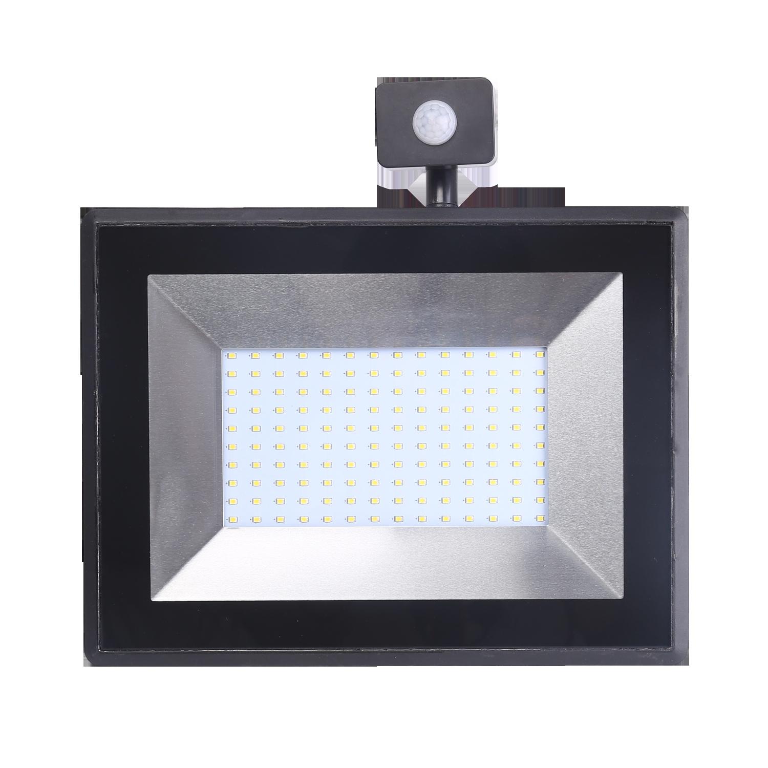 LED Ultracienki reflektor z czujnikiem czarny 100W (Odlewanie ciśnieniowe) (100W,6400K,IP65)