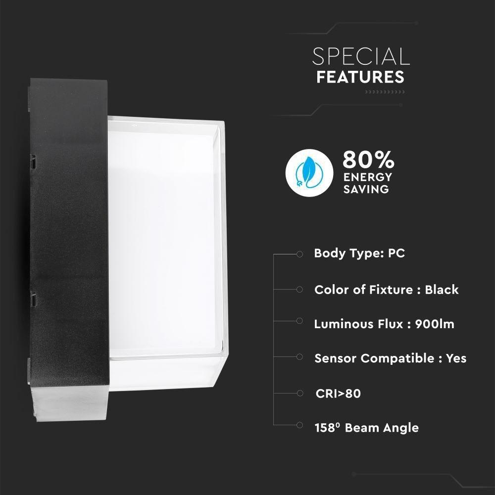 VT-828 12W LED WALL LIGHT 4000K,BLACK -SQUARE