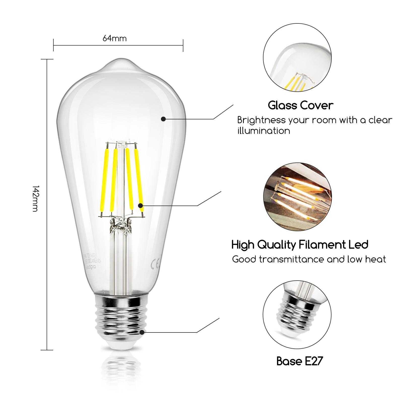 LED Filament Bulb (Clear) ST64 E27 4W