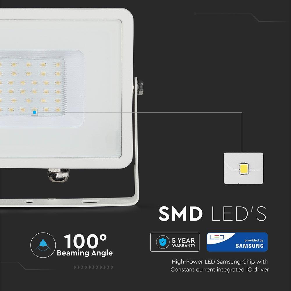 30W Naświetlacz LED SMD, Chip SAMSUNG, Barwa:6400K, Obudowa: Biała, VTAC, SKU 405