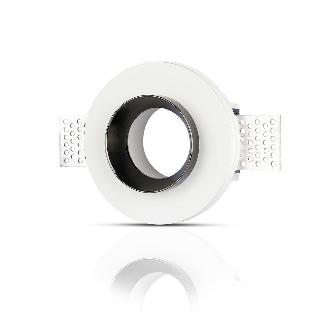 VT-866 GU10 WHITE GYPSUM (RECESSED) WITH CHROME METAL -ROUND