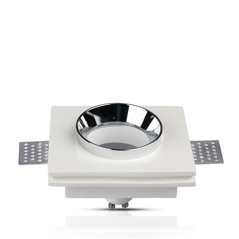 VT-866 GU10 WHITE GYPSUM (RECESSED) WITH CHROME METAL -SQUARE