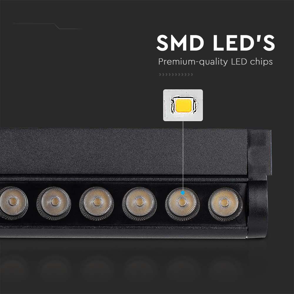 5W Lampa LED na szynoprzewód MAGNETIC regulowana, Barwa: 3000K, Obudowa: Czarna , VTAC, SKU 10258