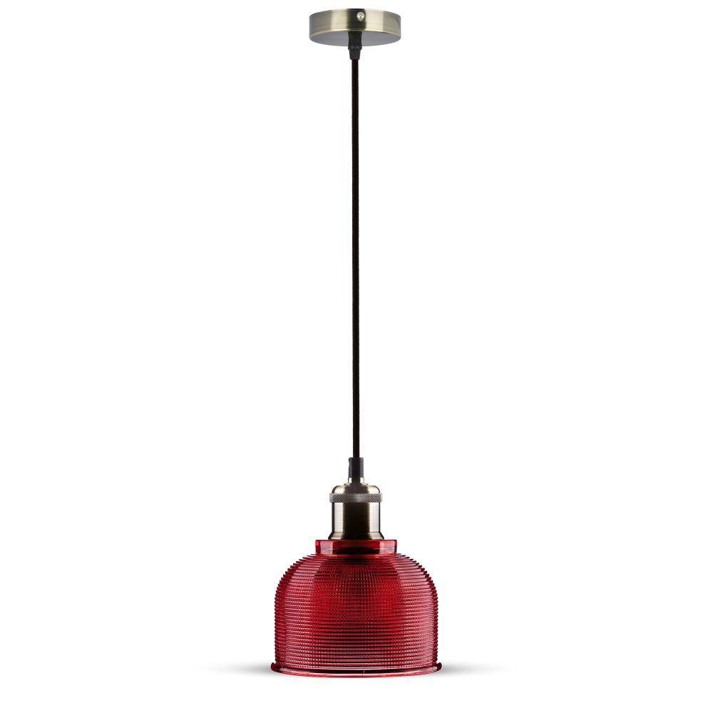 VT-7150 E27 GLASS PENDANT LIGHT-RED 150CM