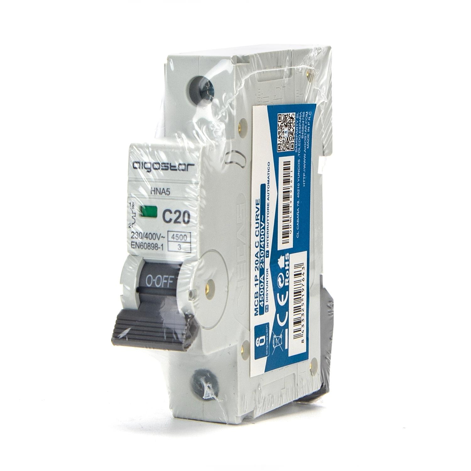 Miniature Circuit Breaker 1P 20A C CURVE Gray