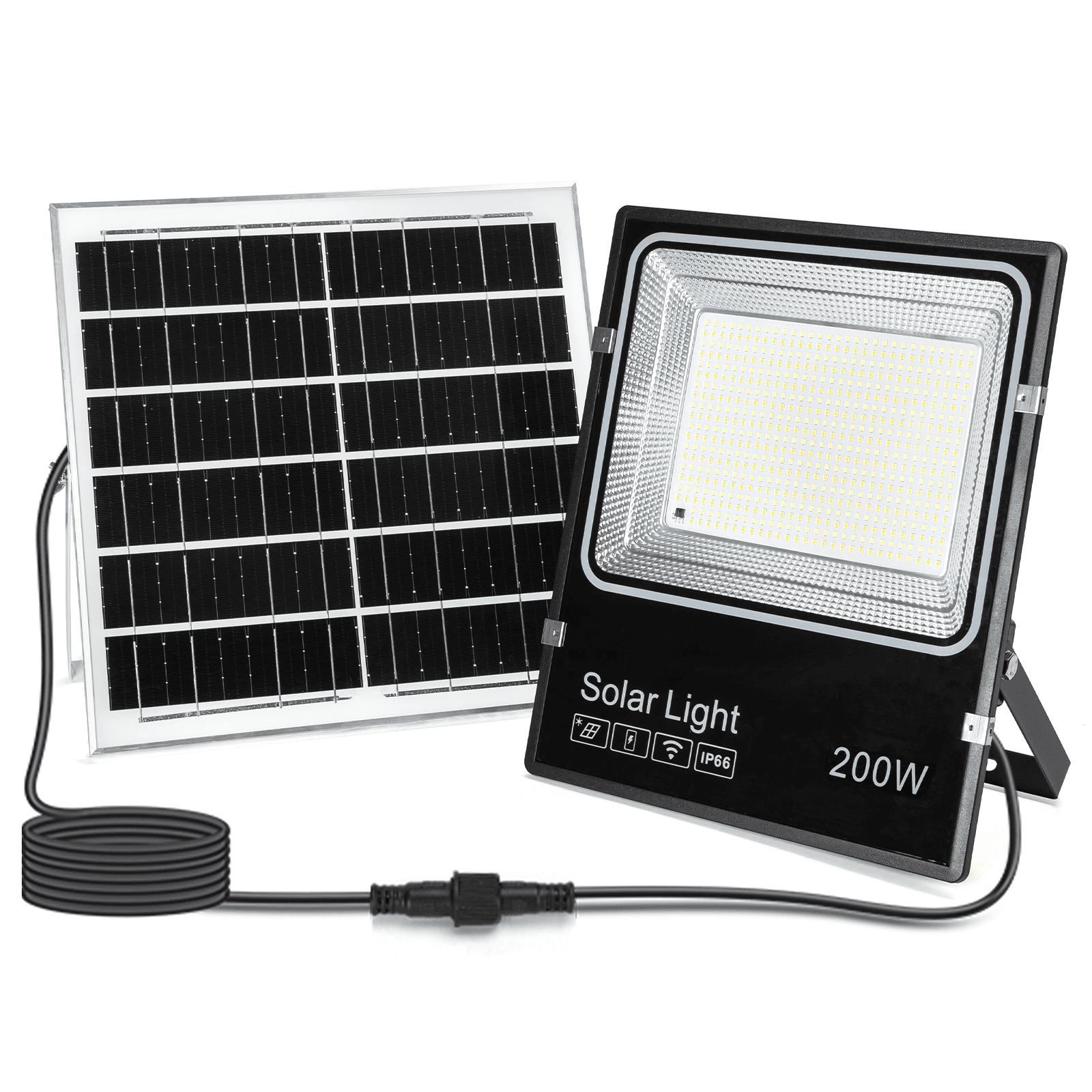 LED FLOOD LIGHT WITH SOLAR PANEL /08 Series/ 5M LINE/200W /CCT