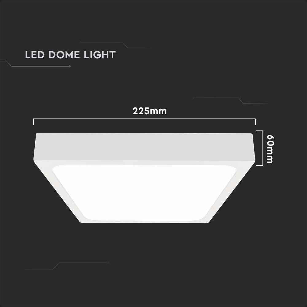 VT-8618 18W LED DOME LIGHT 4000K SQUARE WHITE FRAME IP44