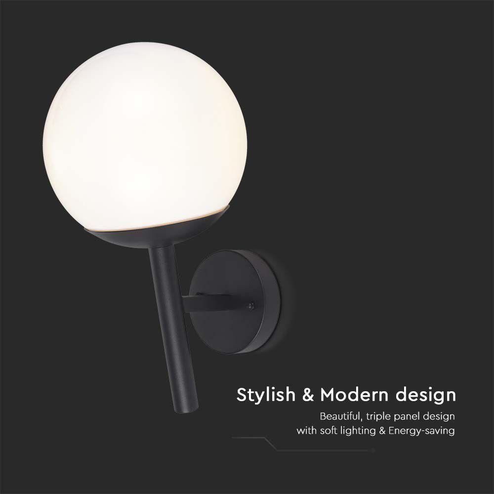 VT-1224 WALL LAMP(1*E27)-MATT BLACK-OPAL PLASTIC BALL