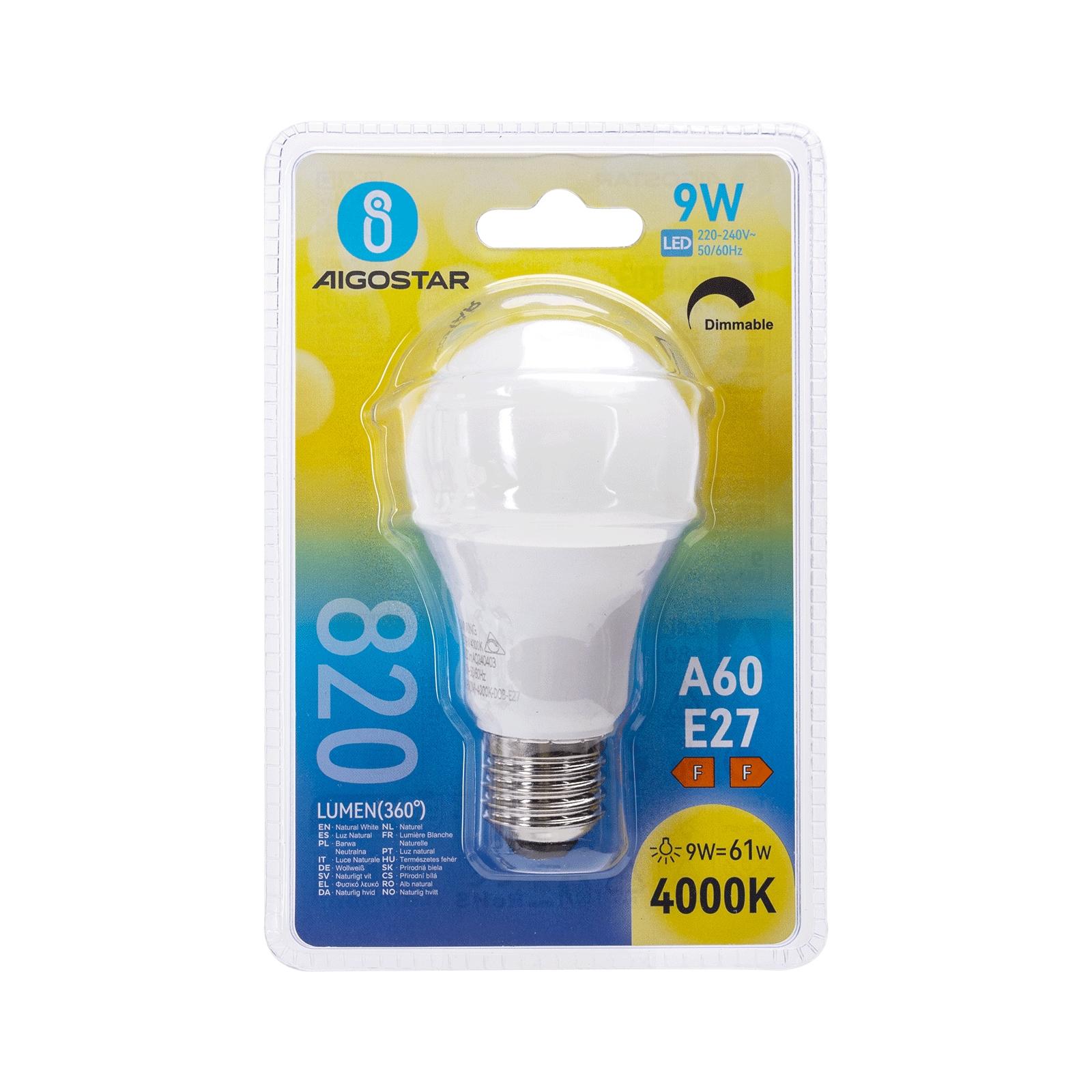 Ściemnialna żarówka LED A60 E27 9W 4000K