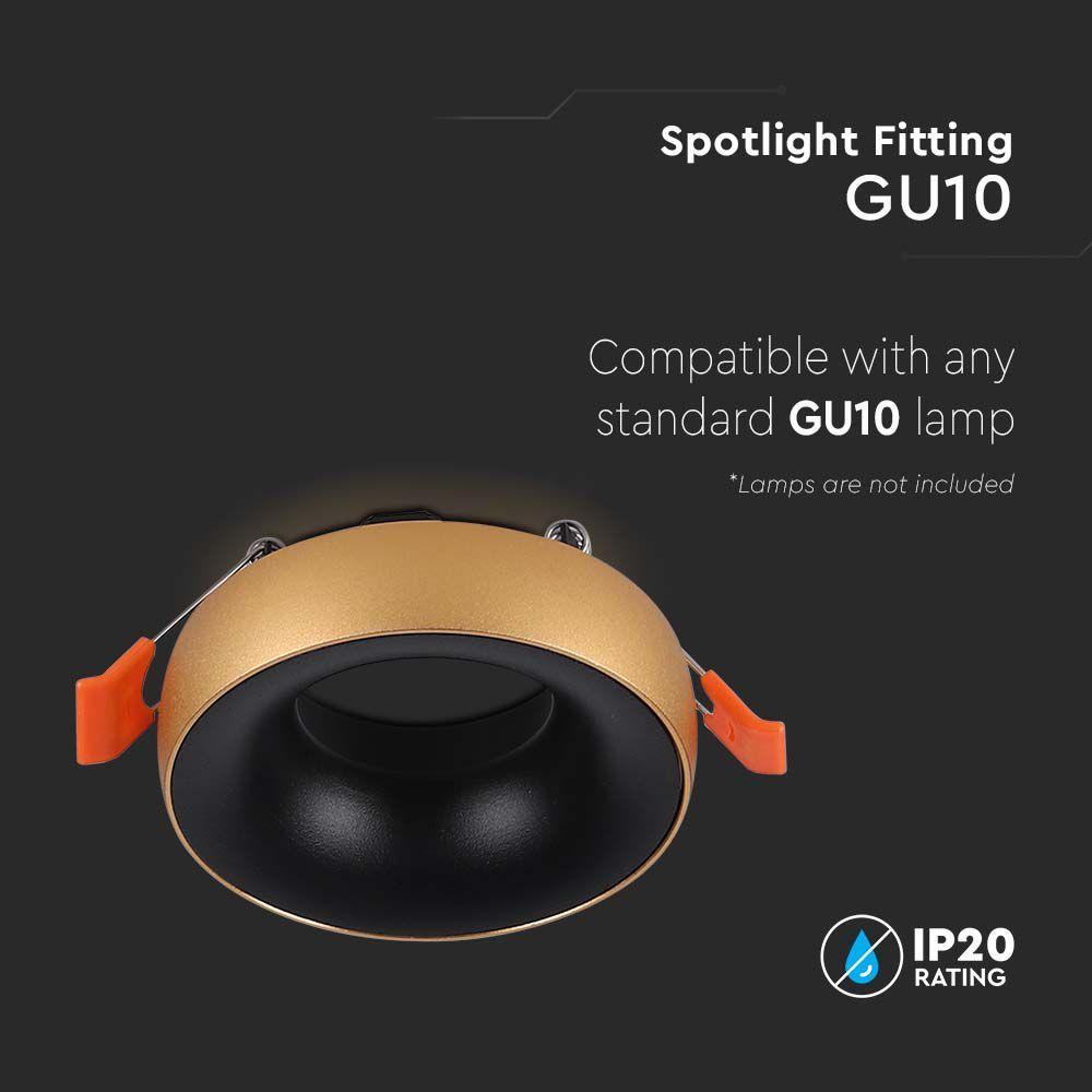 VT-980 GU10 FITTING ROUND GOLD FRAME+BLACK REFLECTOR