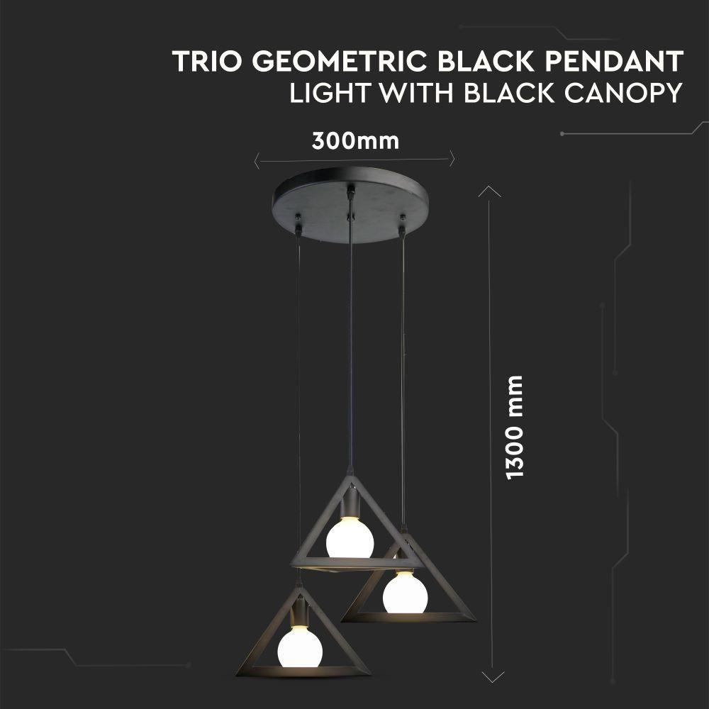 Lampa Wisząca, Geometryczna, Trzonek:E27, Czarny , VTAC, SKU 3927