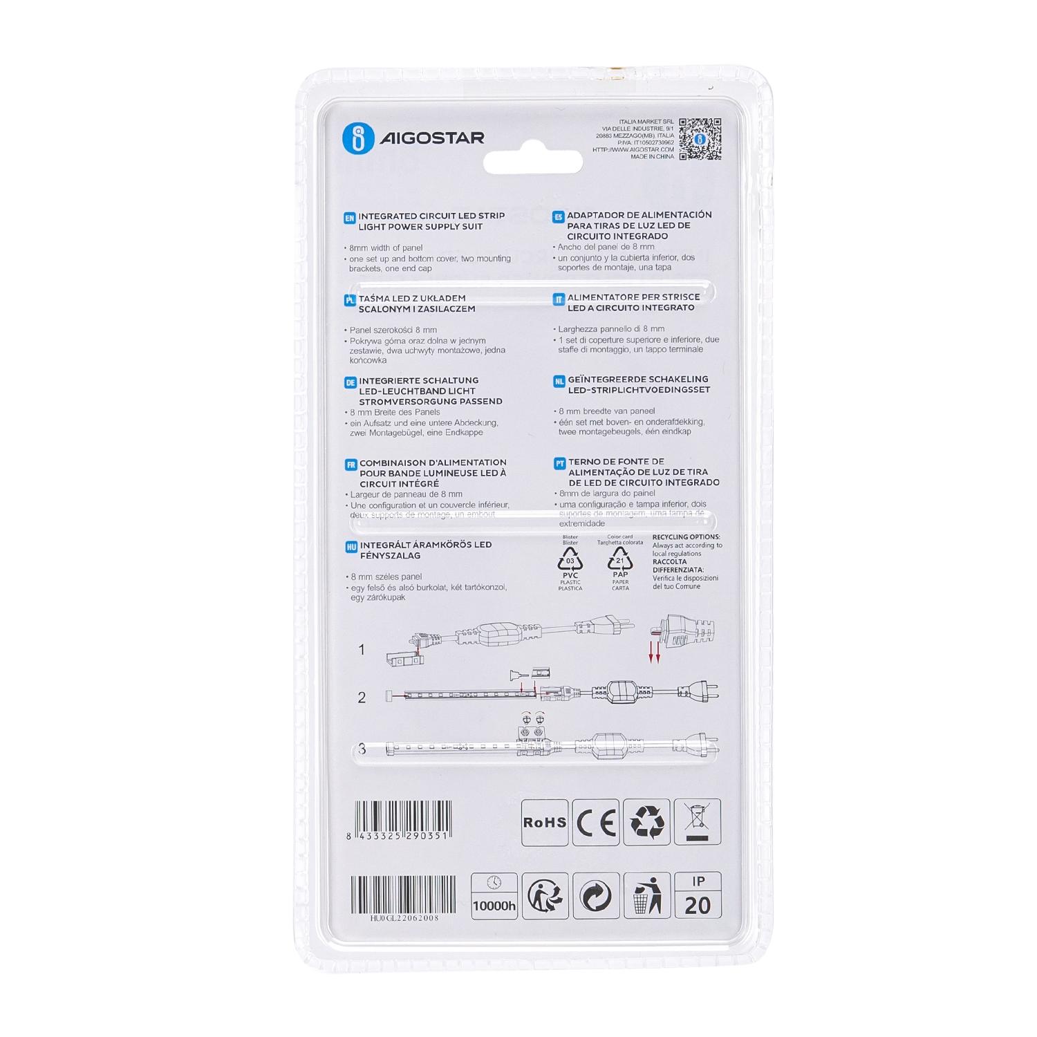 Integrated circuit strip light power cord set