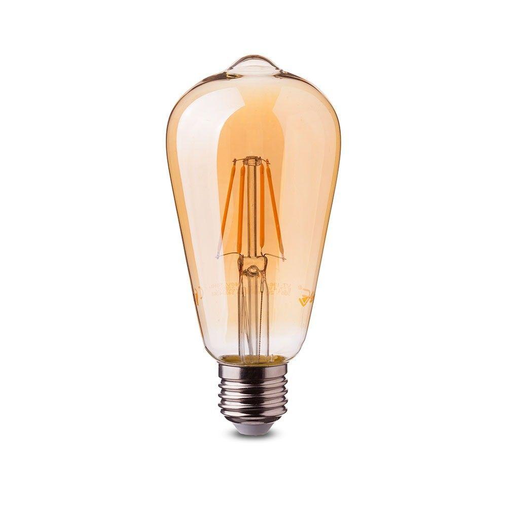 VT-276 6W ST64 FILAMENT BULB-AMBER GLASS SAMSUNG CHIP 2200K E27