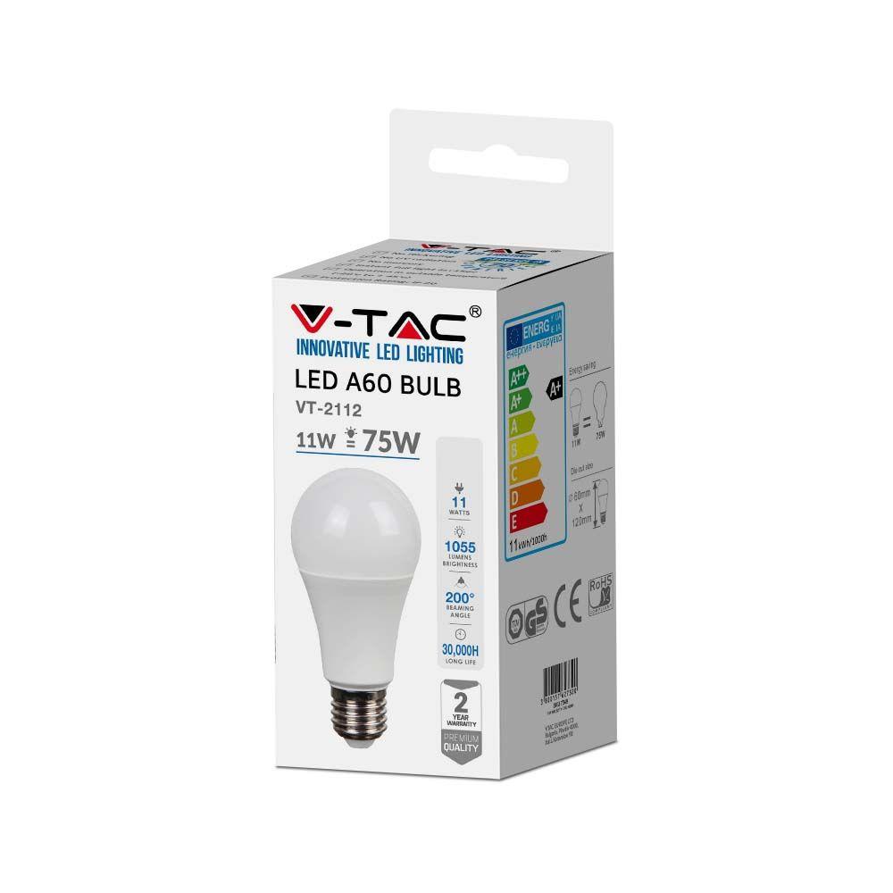 11W A60 Żarówka LED, Barwa:4000K, Trzonek: E27, VTAC, SKU 7349