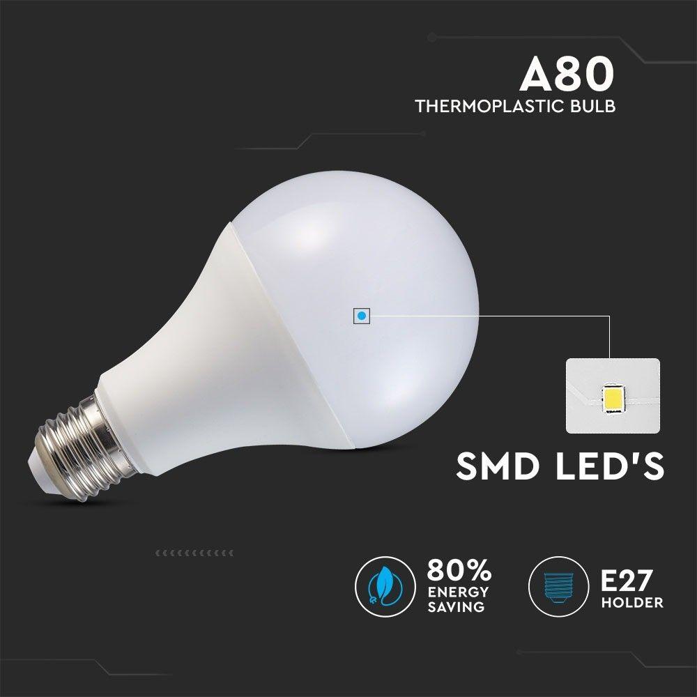 VT-2220 20W A80 LED PLASTIC BULB 3000K E27