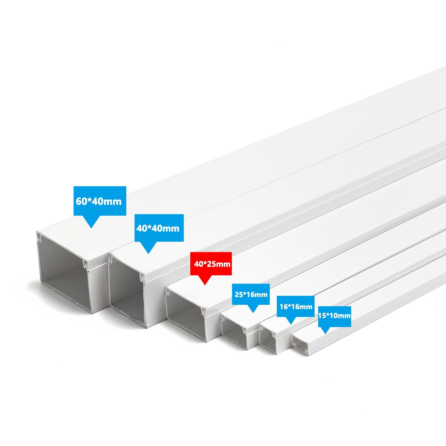 PVC white square trunking with adhesive backing L2000*W40*H25mm