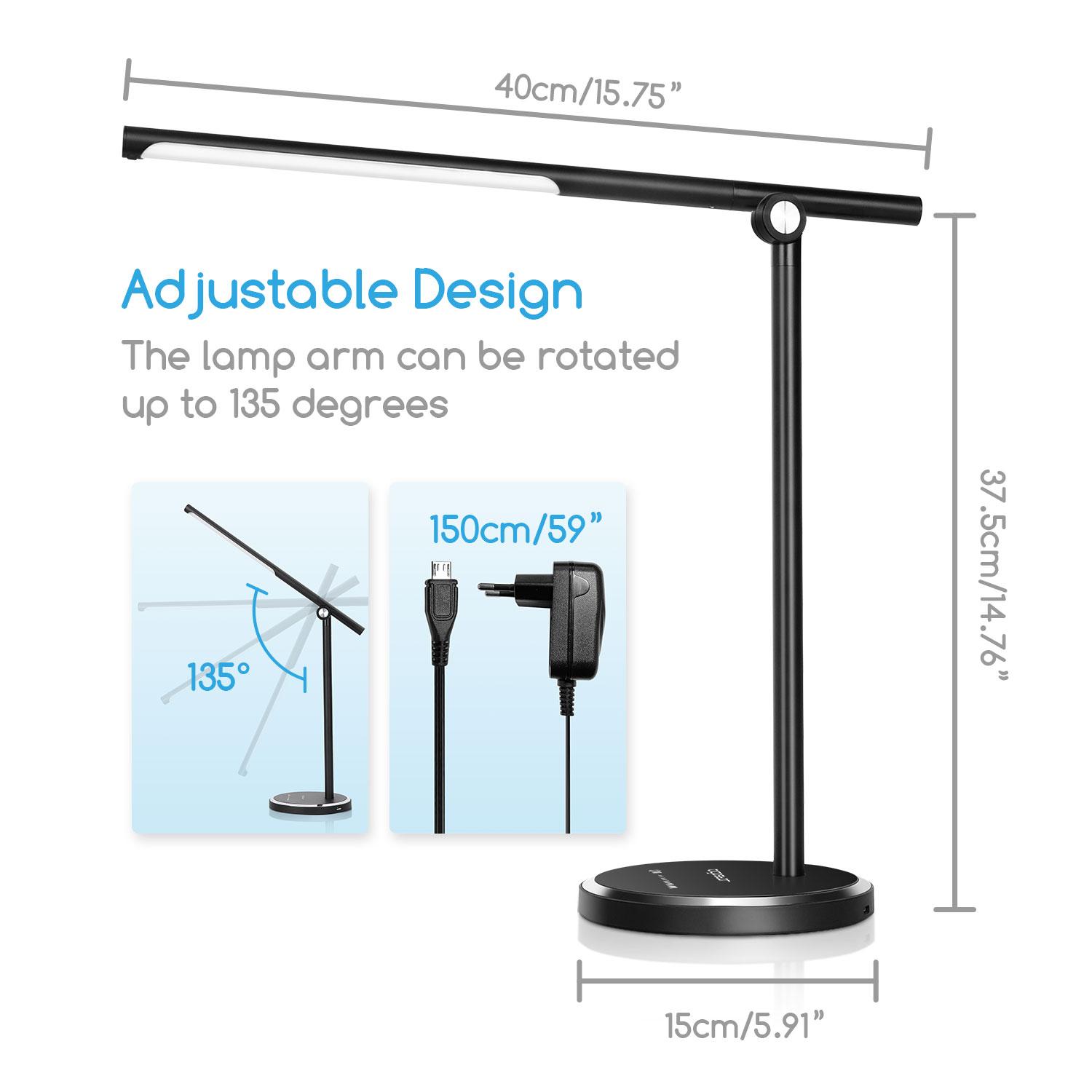 LED Foldable Table Lamp Black 8W 3000-6000K