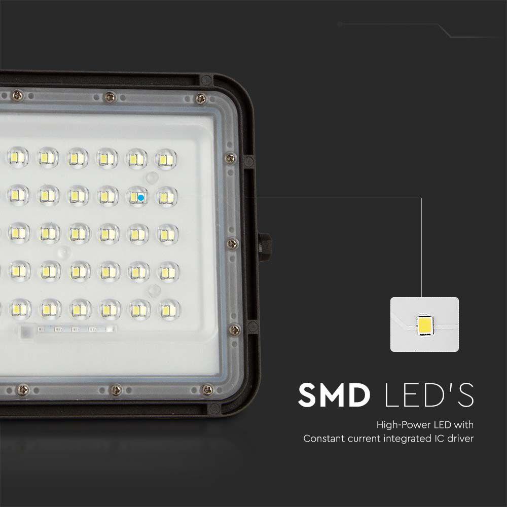 6W Solarny naświetlacz LED z czujnikiem zmierzchu, Panel z przewodem: 3m, Pilot, Bateria 5000mAh/ Barwa:4000K, Obudowa: Czarna, VTAC, SKU 7822