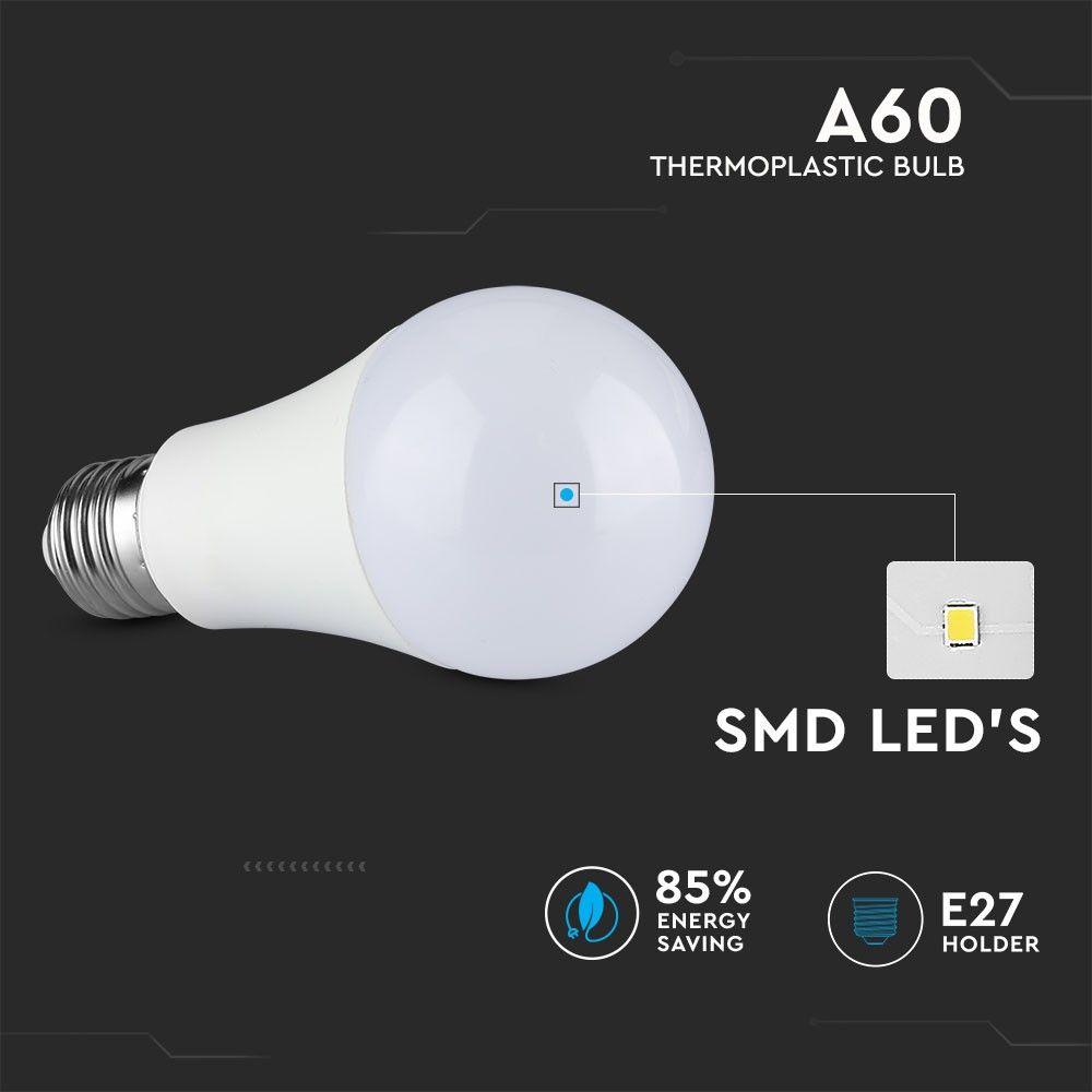 VT-2310 9.5W A60 LED PLASTIC BULB 4000K E27(160LM/WATT)