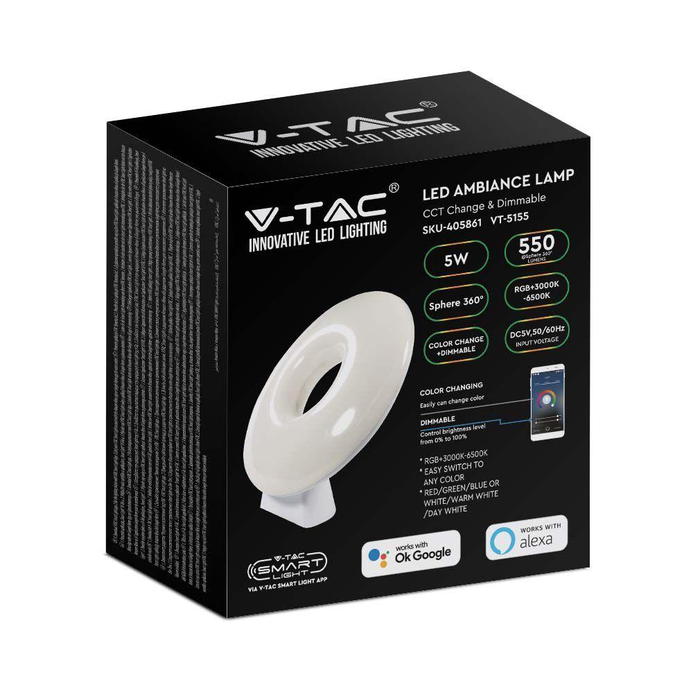 4W Lampa nastrojowa LED WIFI, Kompatybilna z Amazon Alexa i Google Home     , VTAC, SKU 405861