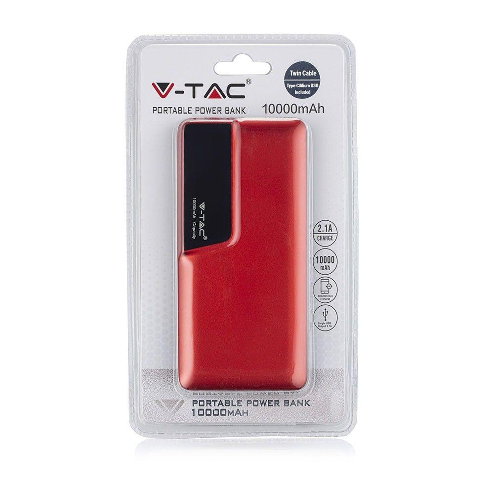 VT-3511 10000mah POWER BANK WITH DIGITAL DISPLAY & USB TYPE-C-RED