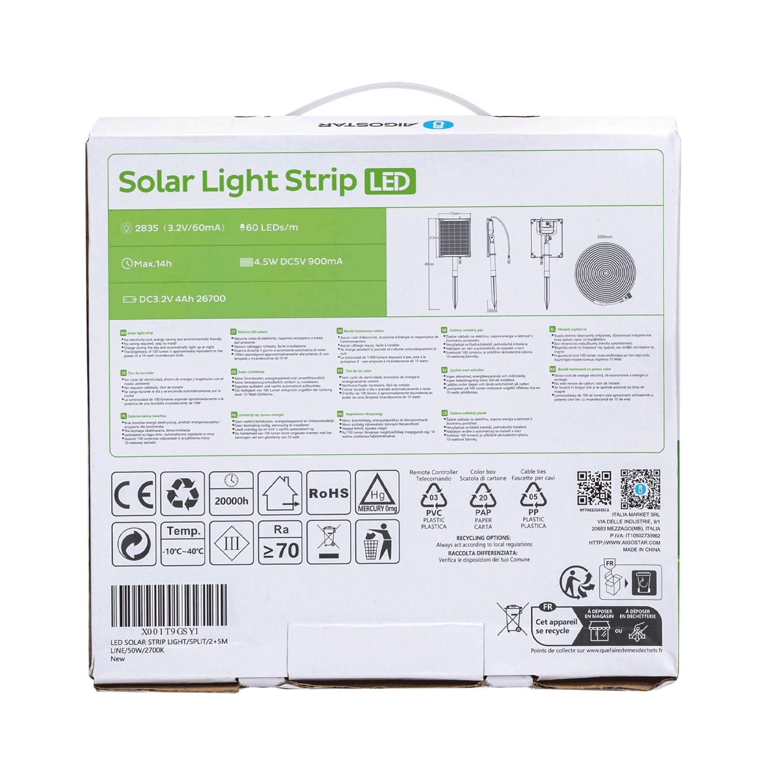 LED SOLAR STRIP LIGHT/SPLIT/2+5M LINE/50W/2700K