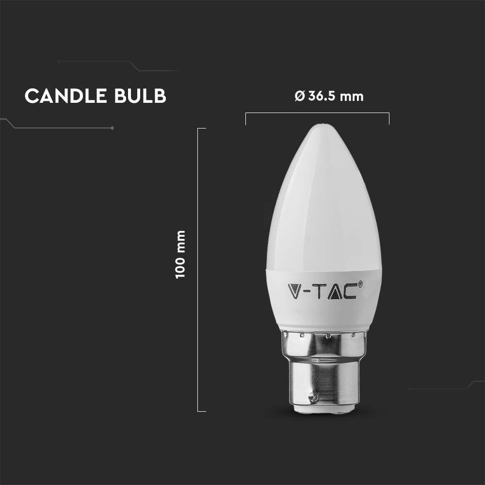 4.5W C35 Żarówka LED, Chip SAMSUNG, Barwa:6500K, Trzonek:B22, VTAC, SKU 2120152