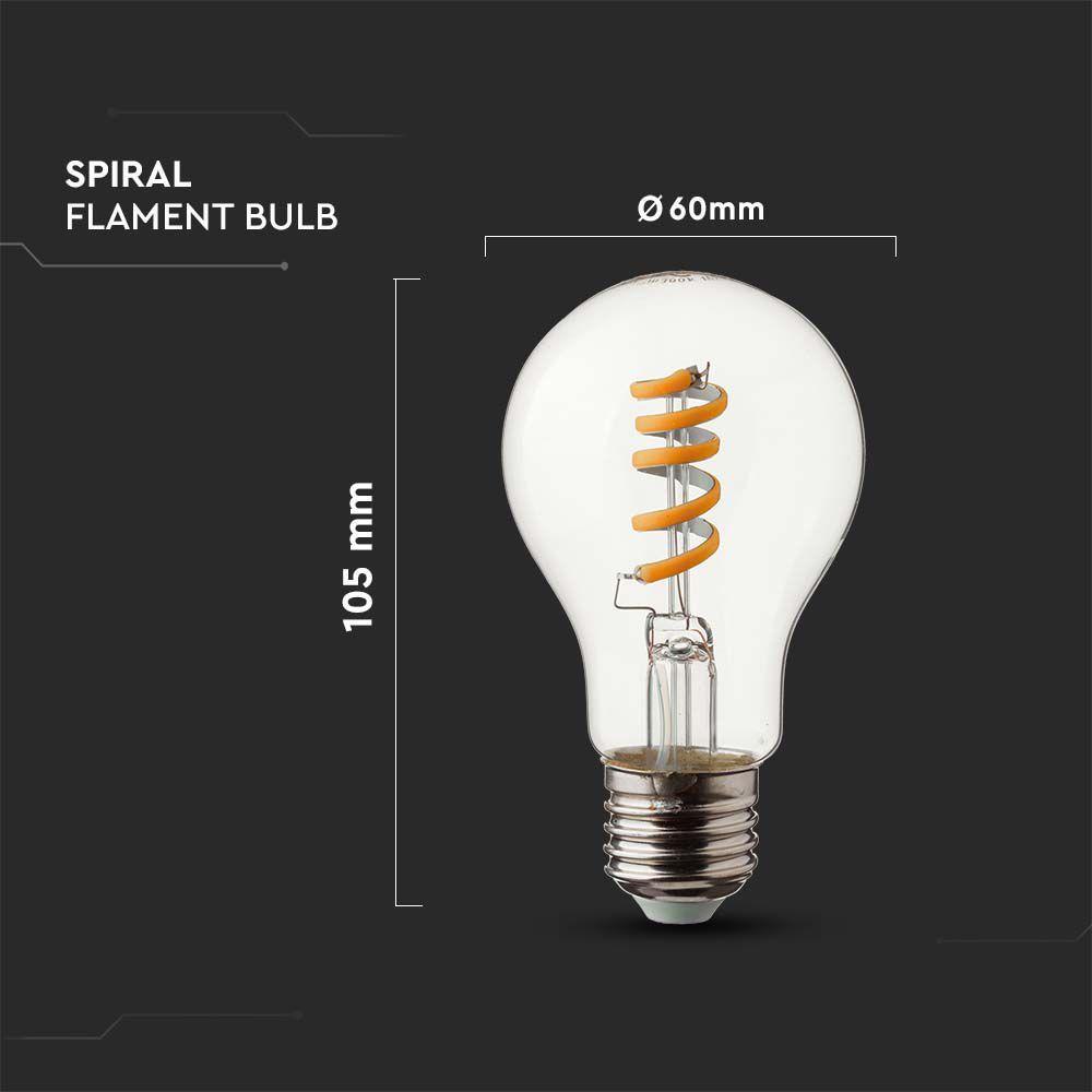 VT-2164 4W LED SPIRAL FILAMENT BULB CLEAR 3000K