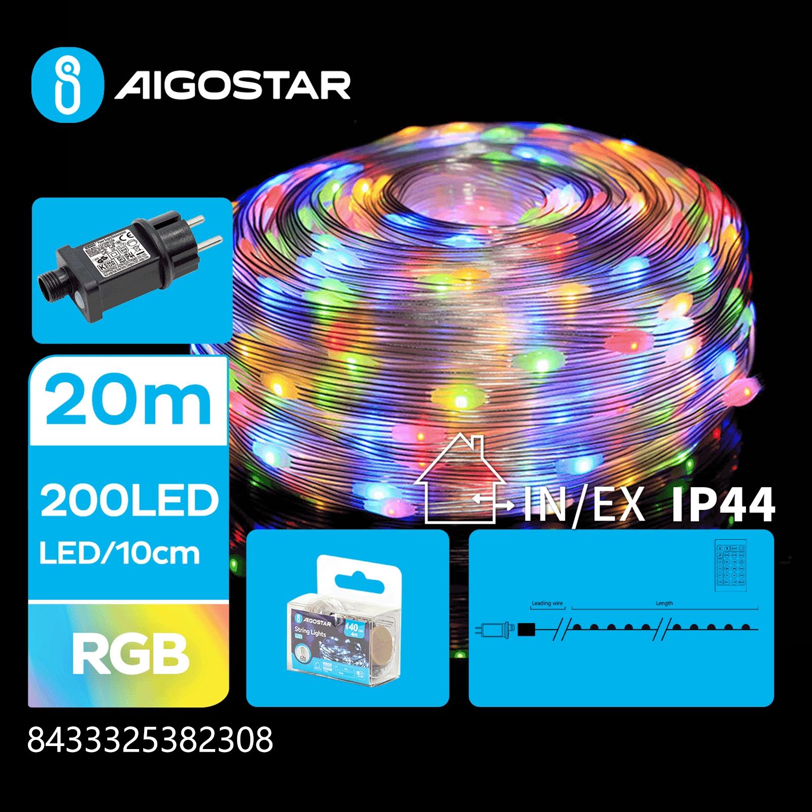 Low voltage string lights(PVC & copper), RGB, 20m