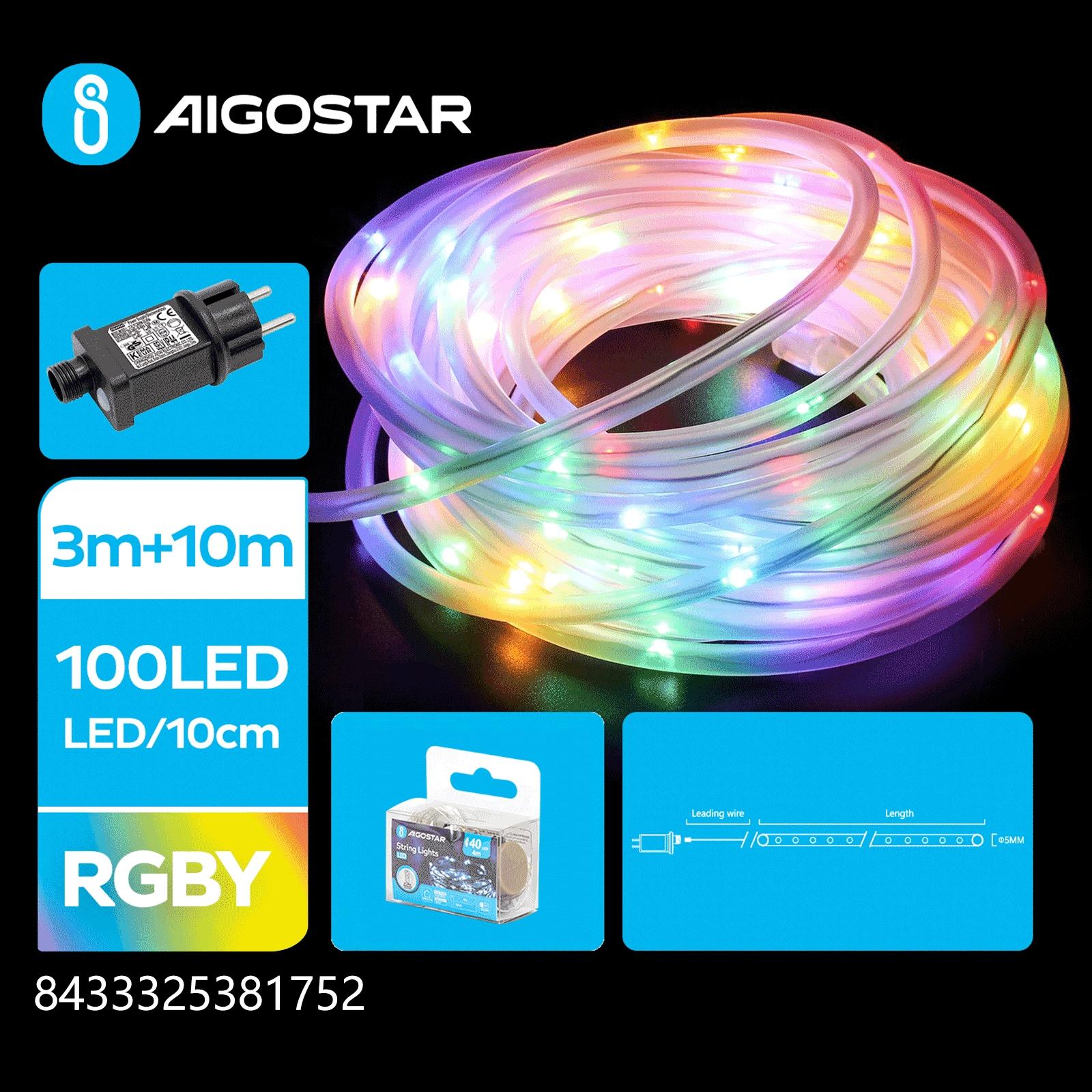 Low-voltage light string, Φ9mm tube lights, RGBY , 3m+10m