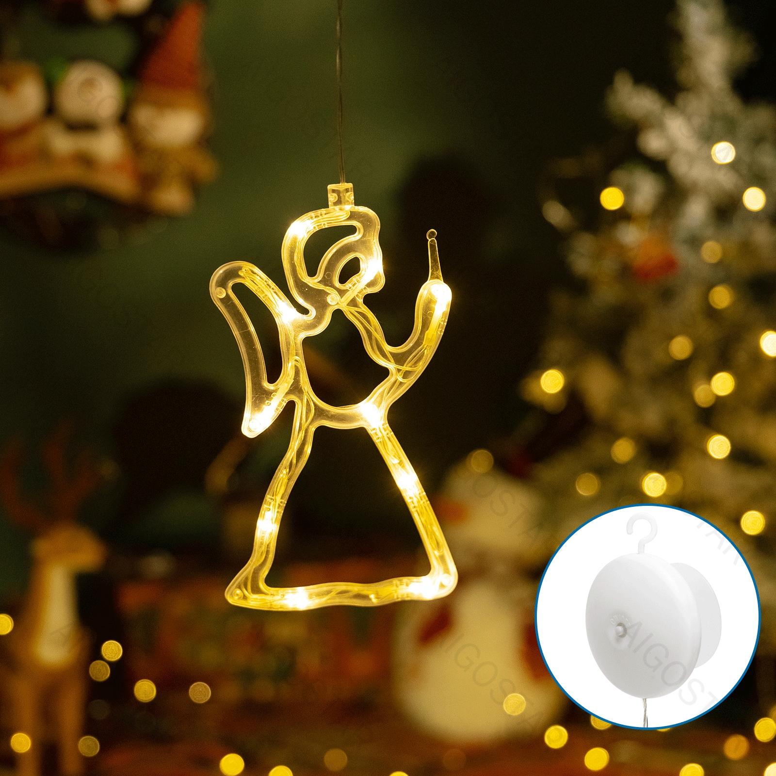 Battery powered pendant with suction cup angel shaped, warm white