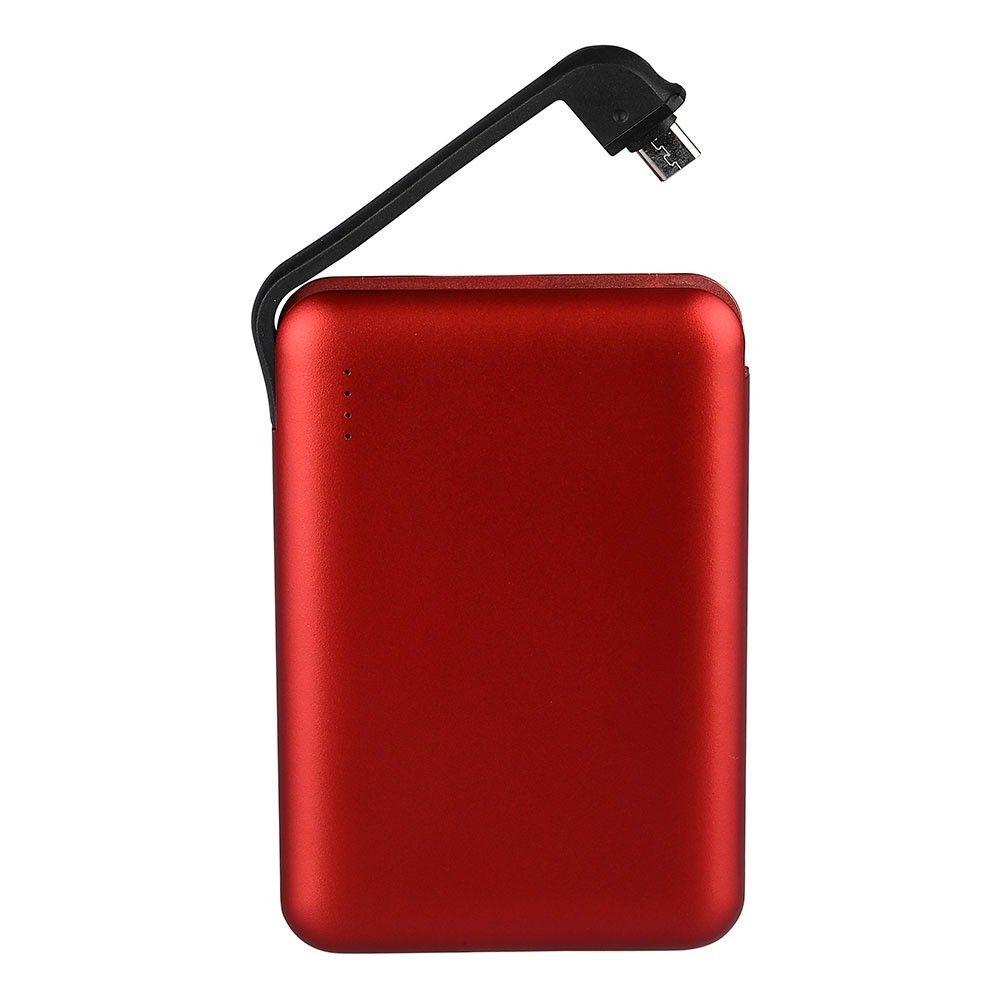 VT-3510 5000mah POWER BANK WITH LED LIGHT DISPLAY & BUILT IN CABLE(BLACK) RED