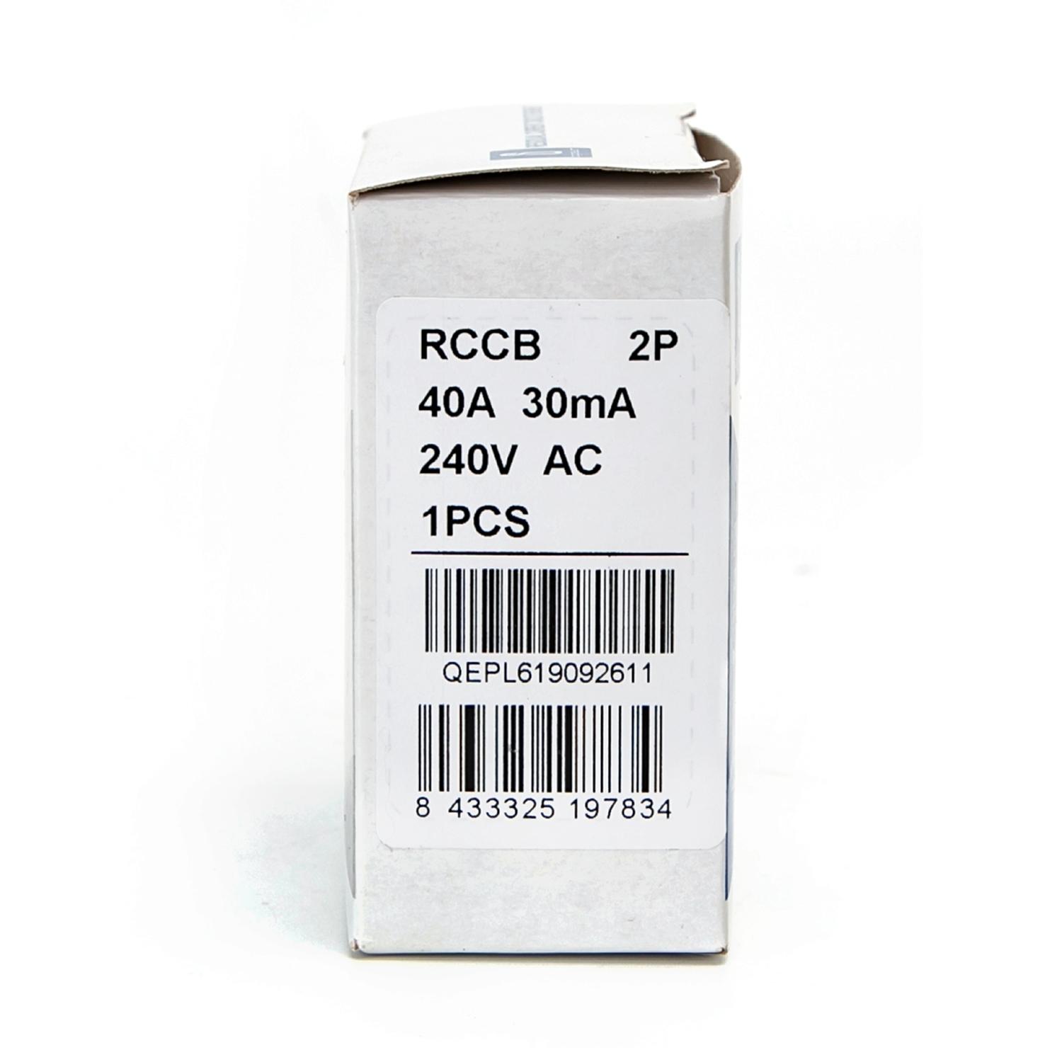 Residual Current Circuit Breaker 2P 40A 30mA AC Gray