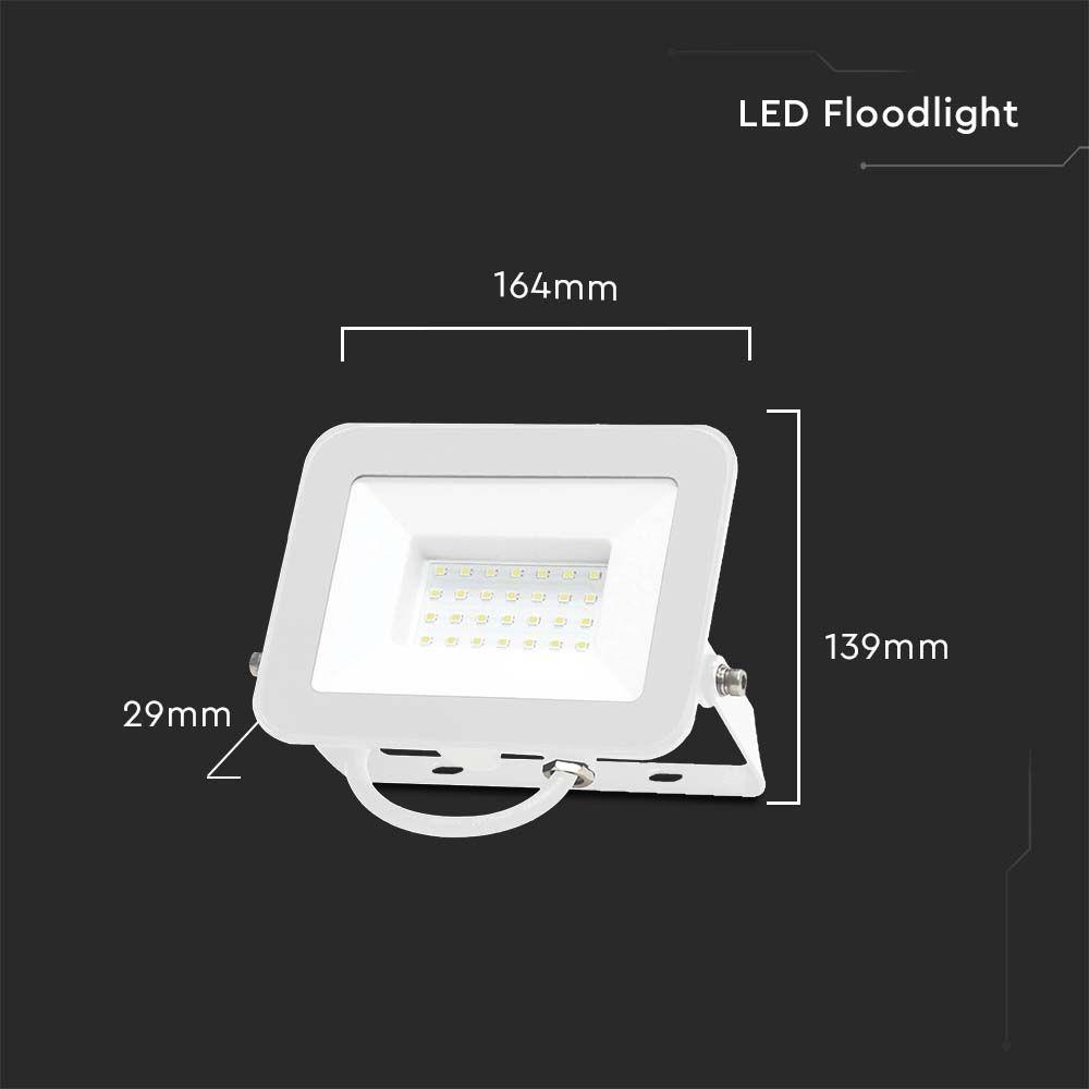 VT-44030 30W FLOODLIGHT SAMSUNG CHIP 6500K WHITE BODY WHITE GLASS