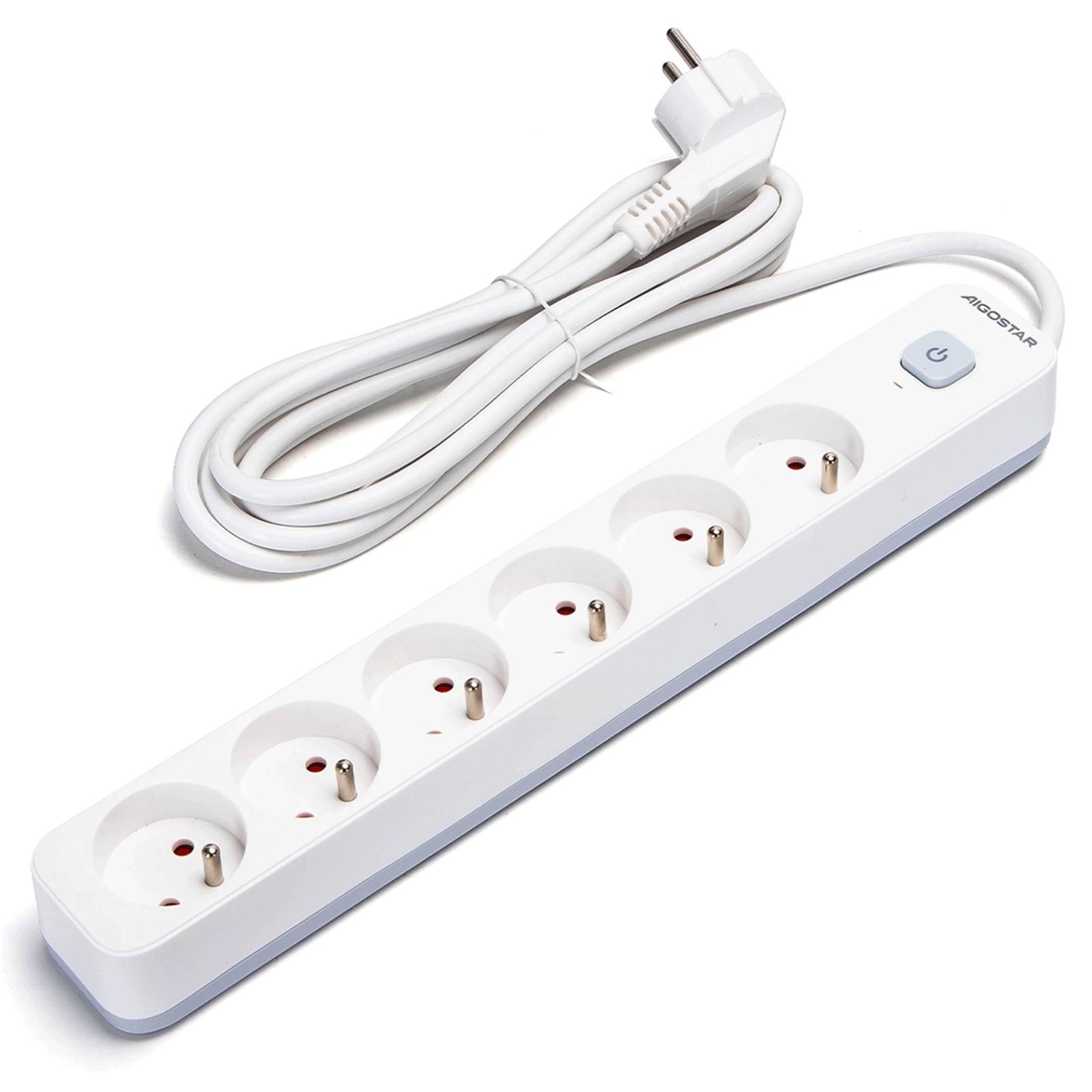 Power strips 6-way 3m H05VV-F 3G1.0m㎡ White and Gray