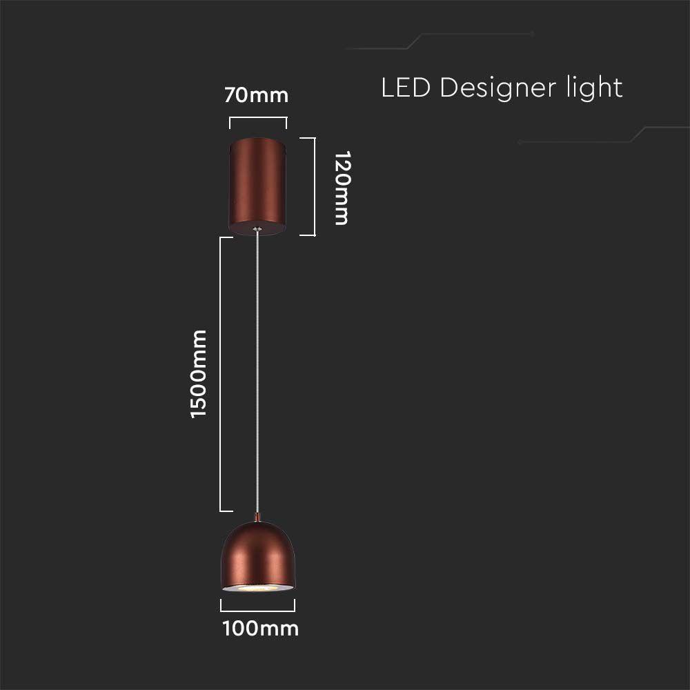 Lampa Wisząca LED,  Barwa: 3000K, Obudowa: Jasnobrązowa      , VTAC, SKU 7994