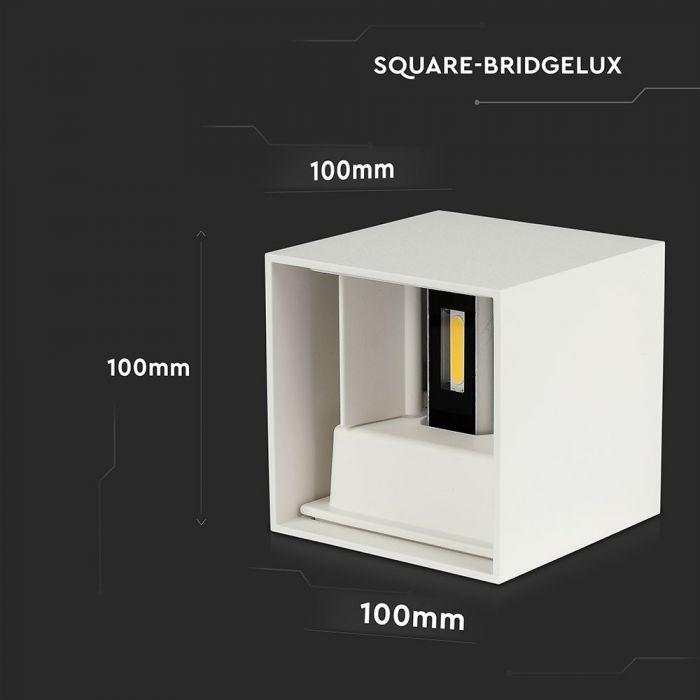 11W Kinkiet kwadratowy LED, CHIP BRIDGELUX, Barwa:3000K, Biały, VTAC, SKU 218527