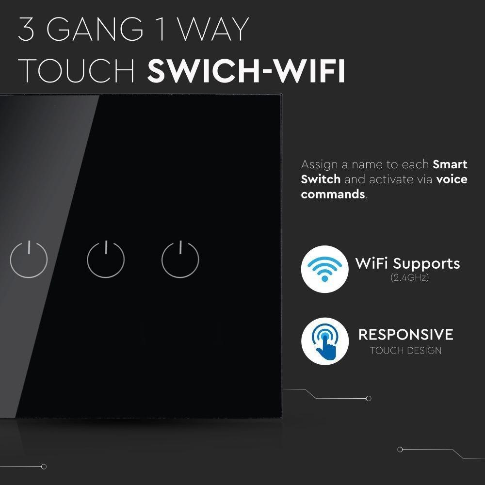 VT-5005 WIFI TOUCH SWITCH-COMPATIBLE WITH ALEXA & GOOGLE HOME-BLACK