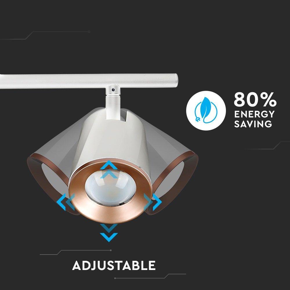 12W Lampa sufitowa, Barwa:4000K, Biały - Pierścień miedź, VTAC, SKU 8256