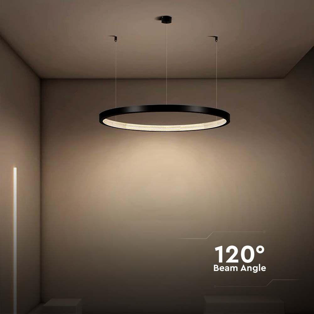 Lampa wisząca LED (40CM), Barwa: 3000K, Kryształowe akrylowe wnętrze, Obudowa: Czarna    , VTAC, SKU 10052