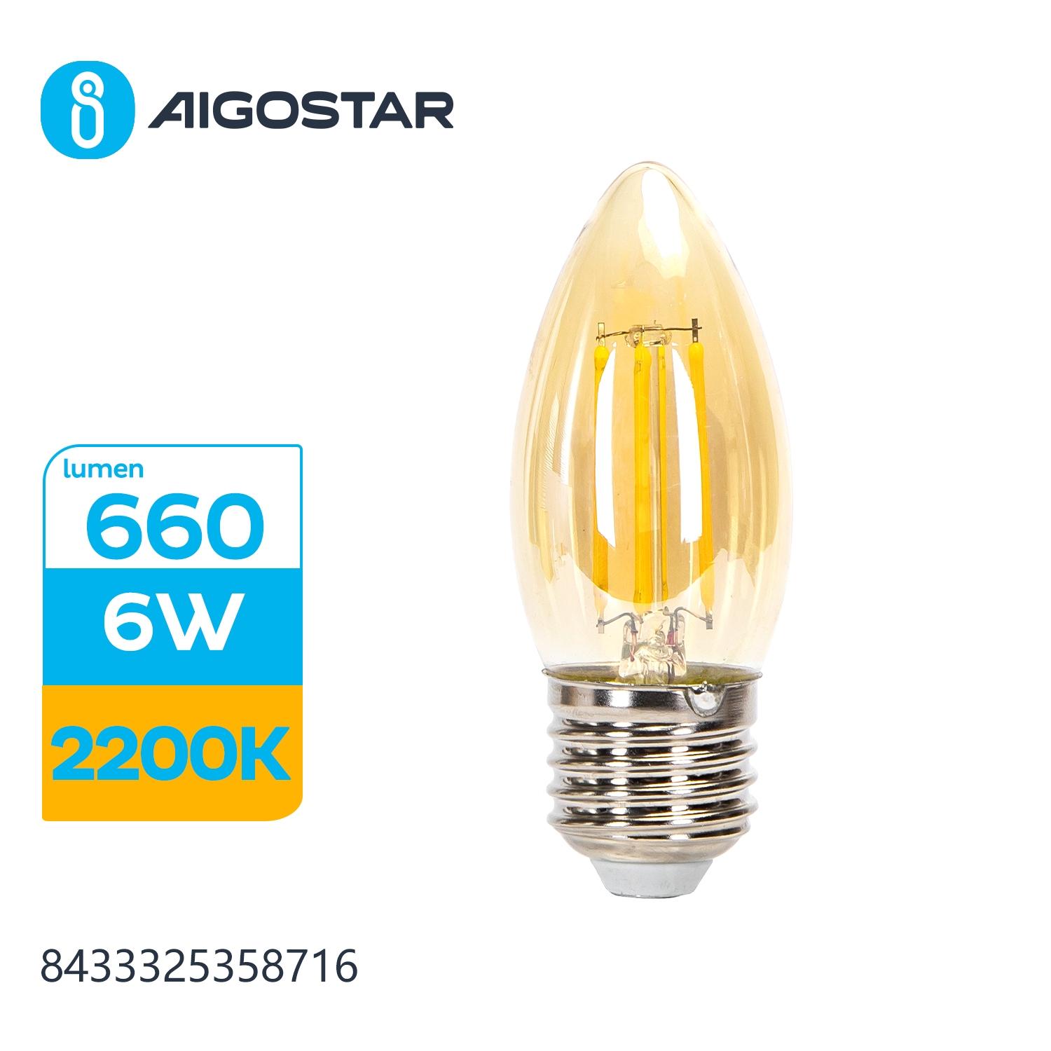 Żarówka LED Filament (Bursztynowa) C35 E27 6W