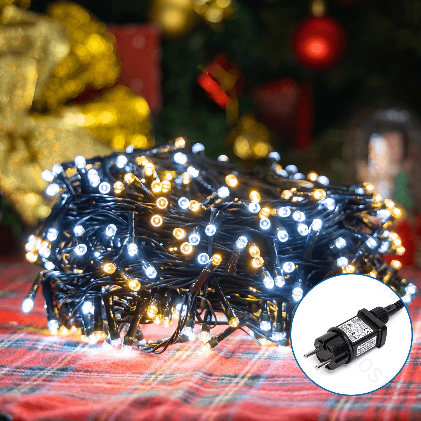 Low Voltage Flat String Lights-Warm White/Cool White-3M+5M-100LED-5CM/LED-green black wire-8blink+time+IP44