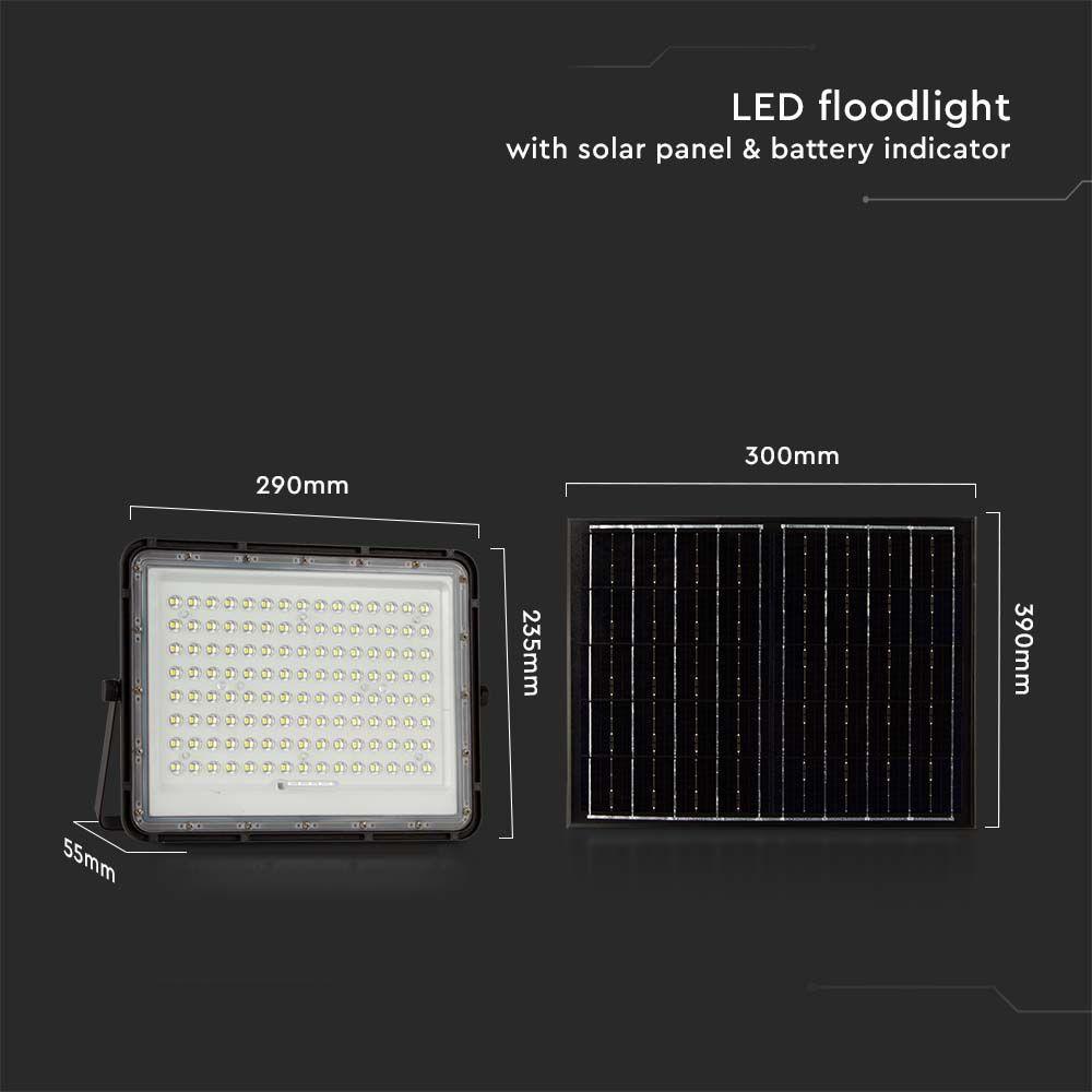 VT 180W LED SOLAR FLOODLIGHT 6400K 16000 mAh BATTERY 3M CABLE SMART IR REMOTE FAST CHARGE